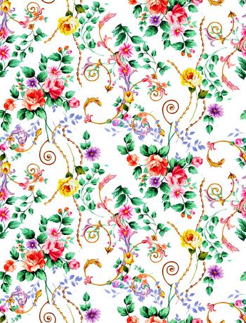 426257-时尚简约水彩手绘金属组合印花