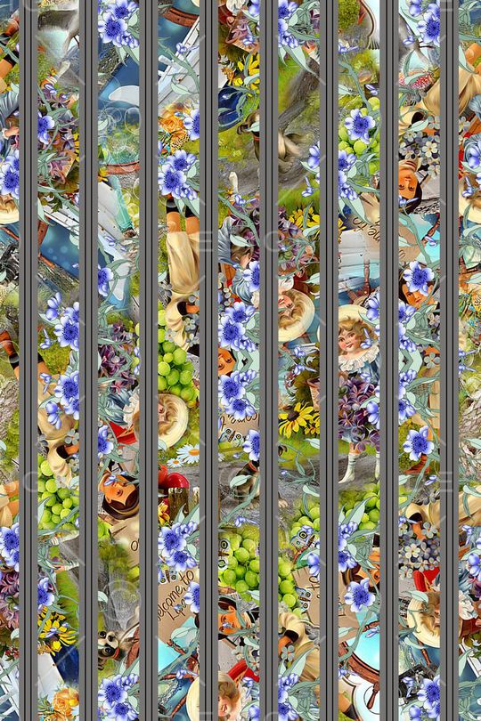 复古人物拼接印花华亿平台图片