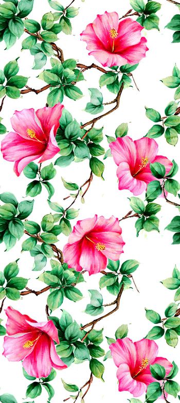 426287-水彩手绘植物树叶百合花组合