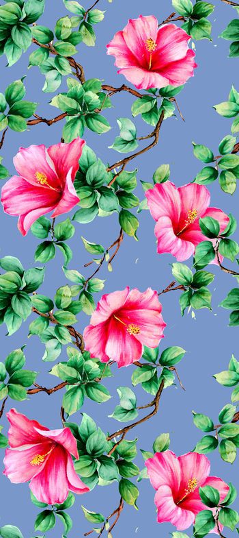 426288-水彩手绘植物树叶百合花组合