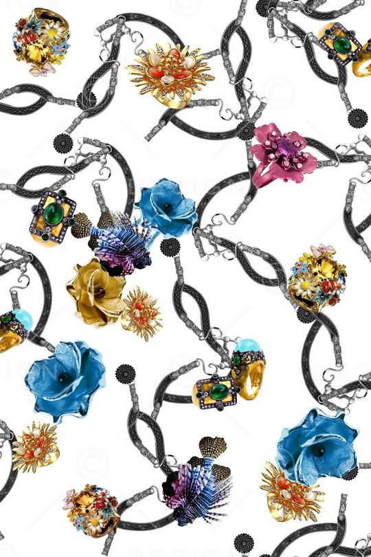 链条黑白印花华亿平台图片