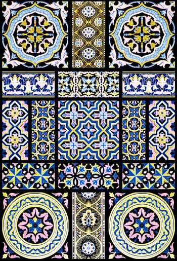 426410-欧洲复古陶瓷花纹拼花金边民族风瓷砖