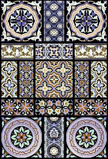 426411-欧洲复古陶瓷花纹拼花金边民族风瓷砖