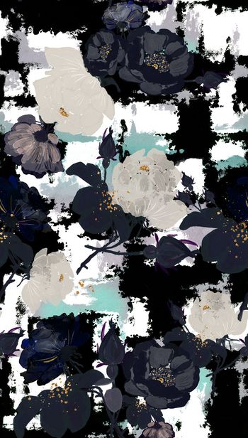 426498-手绘瑕疵花卉洒金金色水墨花卉组合男