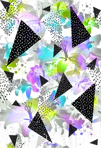 426581-几何三角彩幻瑕疵花卉组合男装休闲服