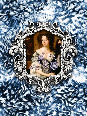 426766-真皮毛豹纹画框油画美女花卉组合女装