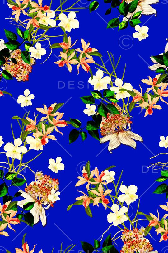 高端大气时尚绝美花卉男装女装印花华亿平台图片