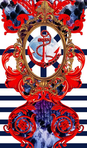 427111-流行时尚大牌	金属定位锁头条纹花边