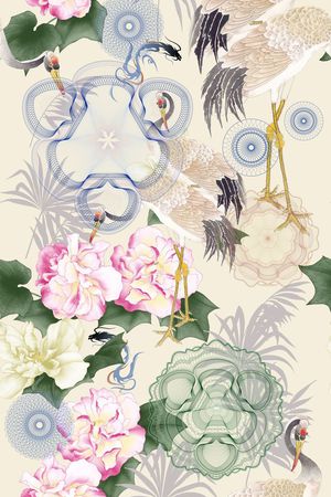 丹顶鹤印花华亿平台图片