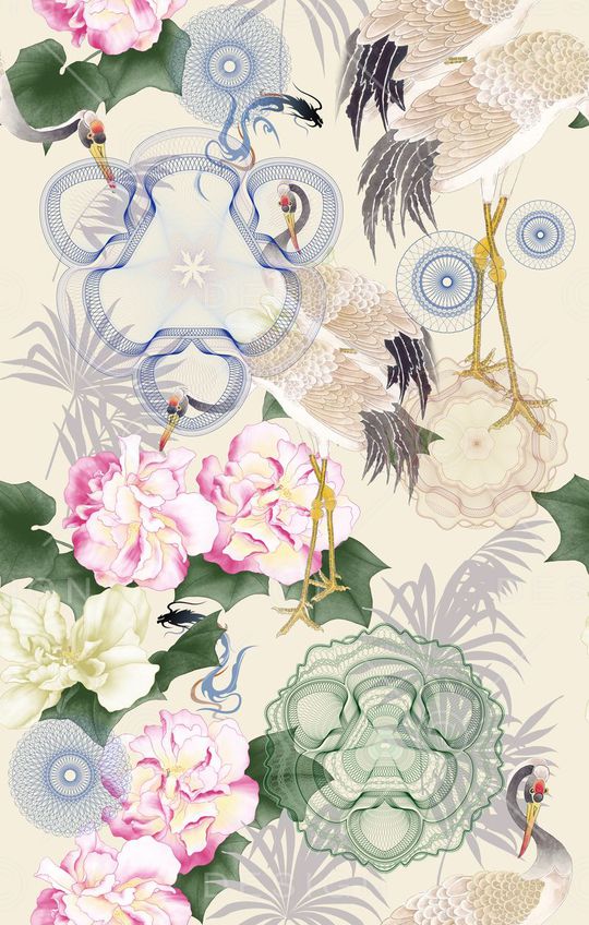 丹顶鹤印花华亿平台图片