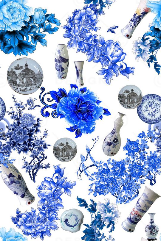 青花瓷盘印花华亿平台图片