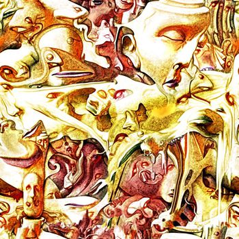 427554-复古男装个性头像诡异流动数码印花