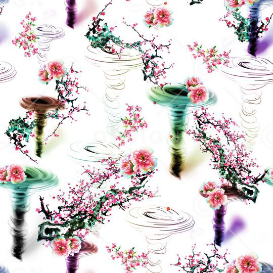 水墨印花华亿平台图片