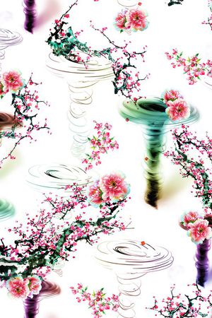 水墨印花华亿平台图片