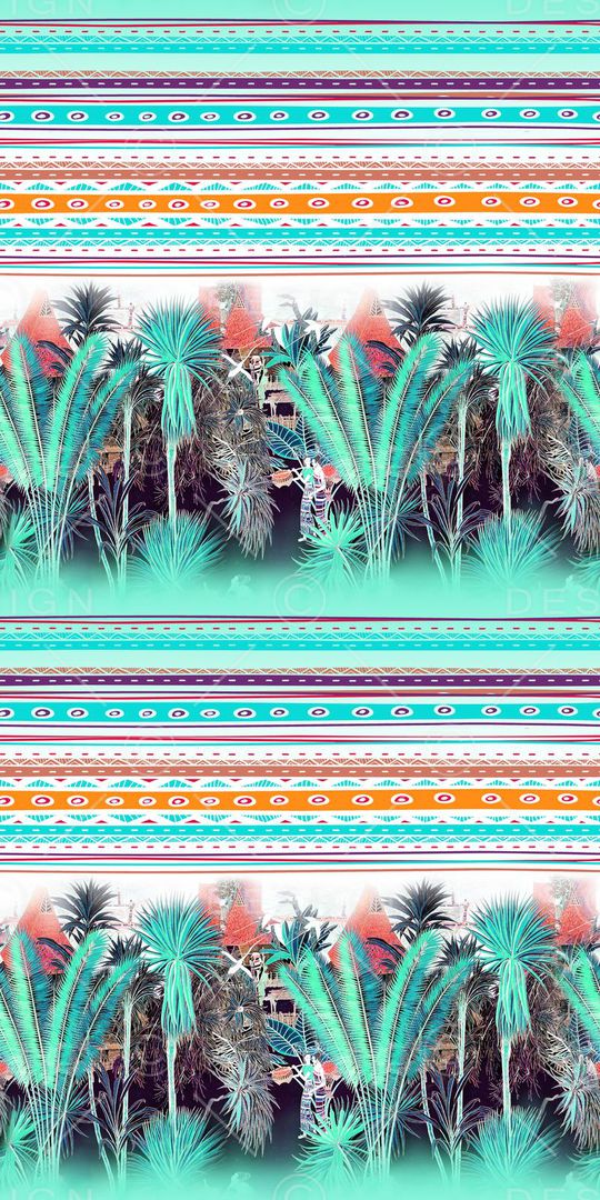 几何图案印花华亿平台图片