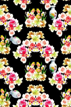 真实牡丹百合花卉印花华亿平台图片