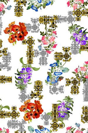 欧式金色花纹印花华亿平台图片