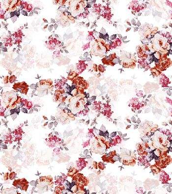 428187-流行秋冬复古手绘花卉数码印花