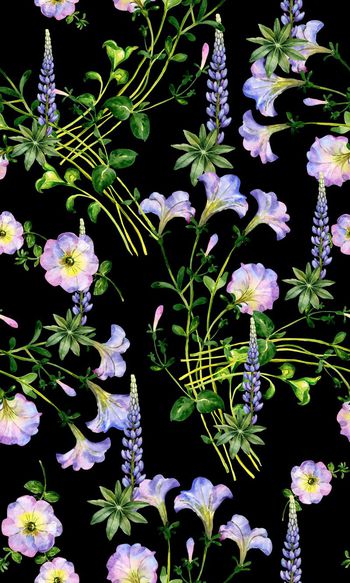 428303-黑底手绘漂亮花卉