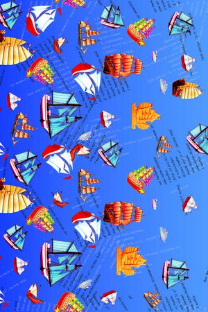 蓝色帆船印花华亿平台图片