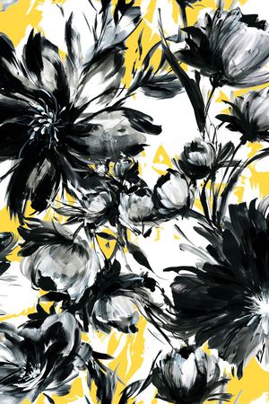 抽象大花印花华亿平台图片