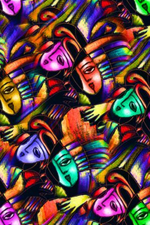 黄 蓝 灰印花华亿平台图片