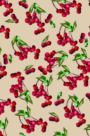 红色花卉印花华亿平台图片