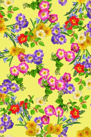 花卉组合印花华亿平台图片