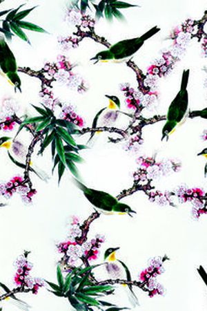 粉色花卉印花华亿平台图片