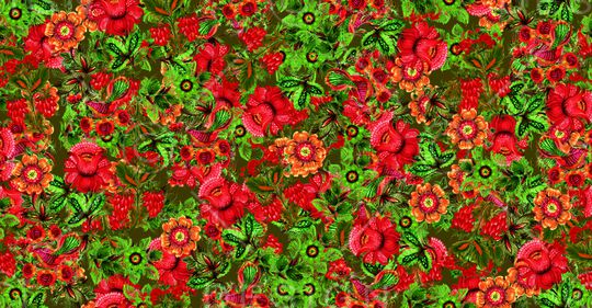 花卉组合印花华亿平台图片