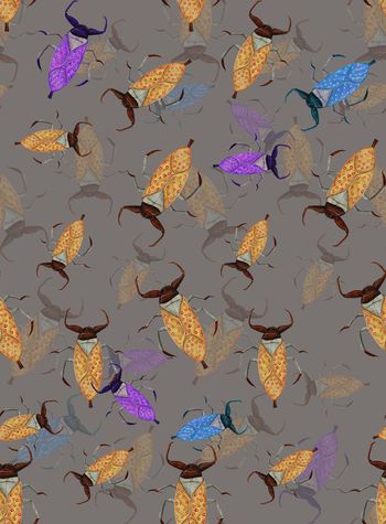 428620-	个性男装衬衫昆虫数码印花.