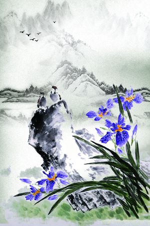 花鸟山水印花华亿平台图片