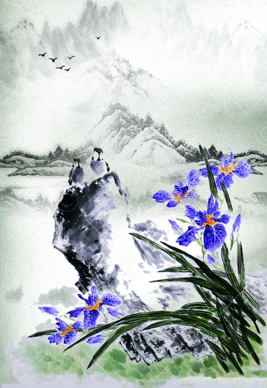 花鸟山水印花华亿平台图片