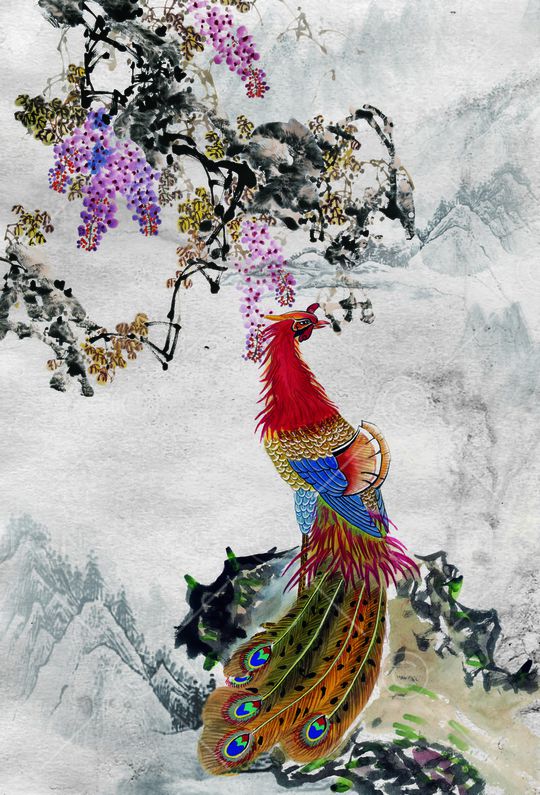 水墨印花华亿平台图片