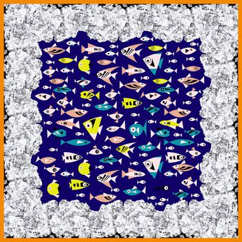 428693-美女线条 小鱼  小清新 海底鱼 