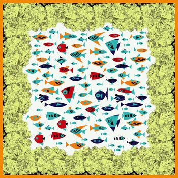 428694-美女线条 小鱼  小清新 海底鱼 