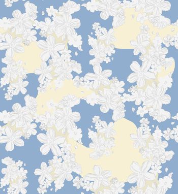 428962-时尚大牌高级灰线稿花卉数码印花