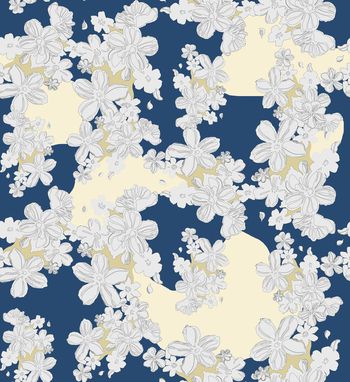 428967-时尚大牌高级灰线稿花卉数码印花