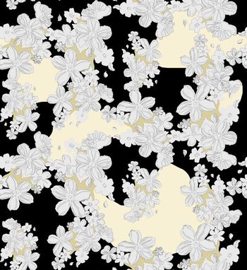 428968-时尚大牌高级灰线稿花卉数码印花