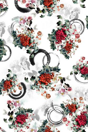 牡丹花印花华亿平台图片