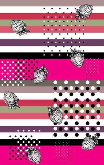 429033-简洁清新时尚波普条纹草莓圆点组合女