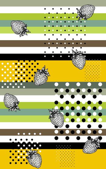 429034-简洁清新时尚波普条纹草莓圆点组合女