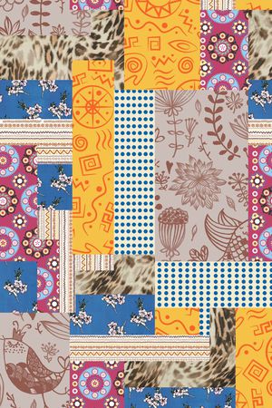 格子拼接印花华亿平台图片