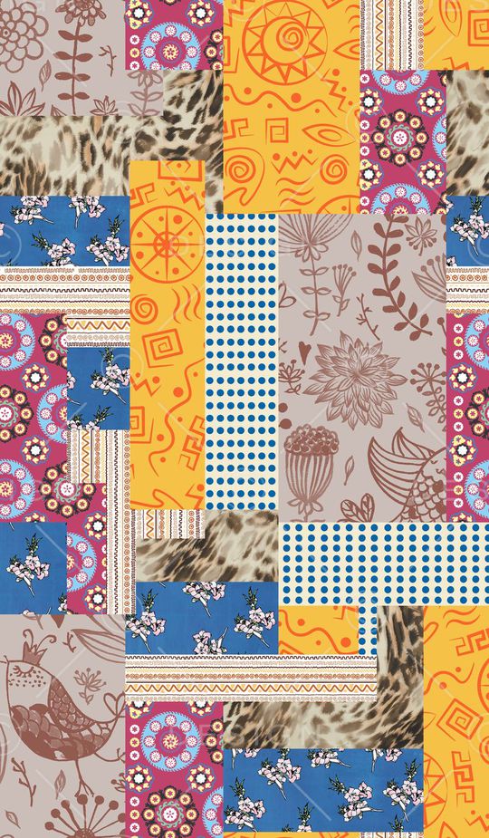 格子拼接印花华亿平台图片