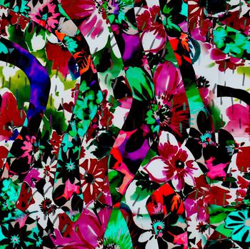 429055-瑕疵花卉手绘花渐变滤色波浪条纹服装