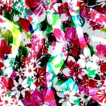 429056-瑕疵花卉手绘花渐变滤色波浪条纹服装