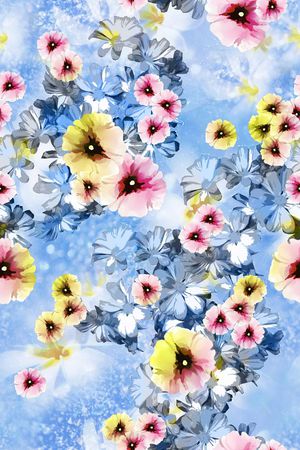 水彩手绘小花印花华亿平台图片