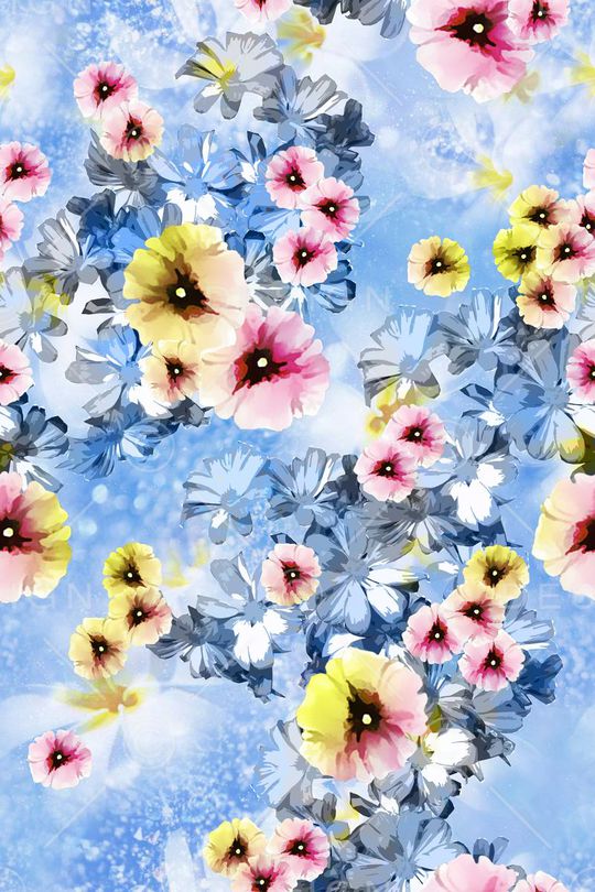 水彩手绘小花印花华亿平台图片