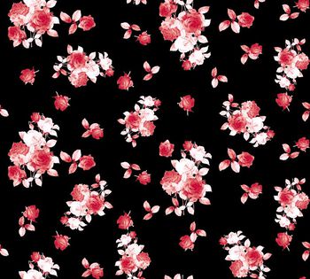 429219-简约单色手绘玫瑰数码印花2.