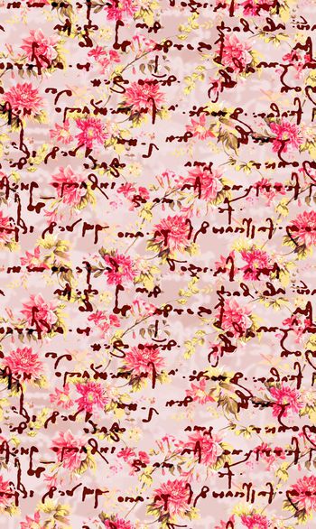 429222-大牌清新水彩手绘抽象字母花卉